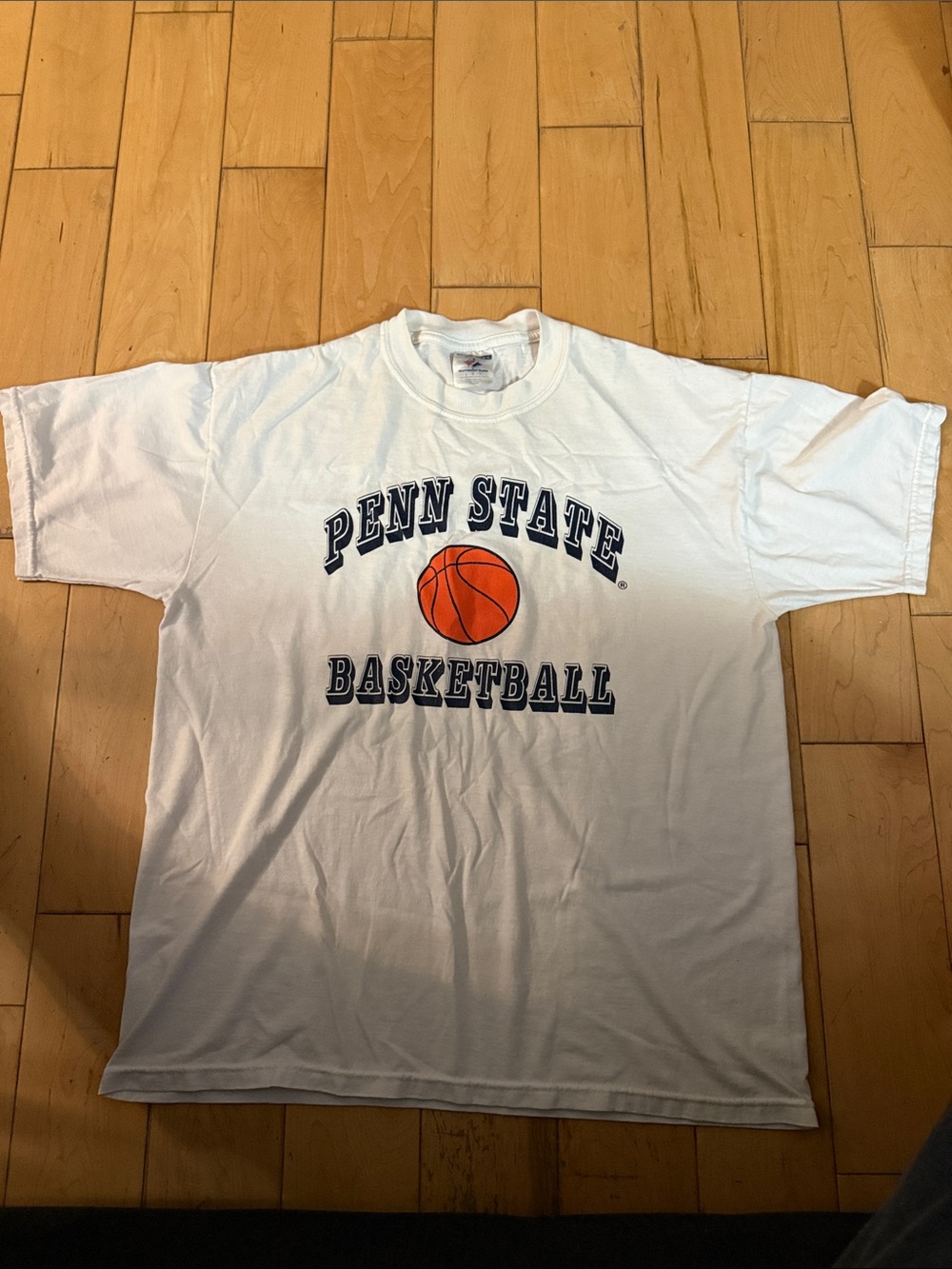 Jerzees White Penn State Basketball Graphic Tee with Orange Basketball